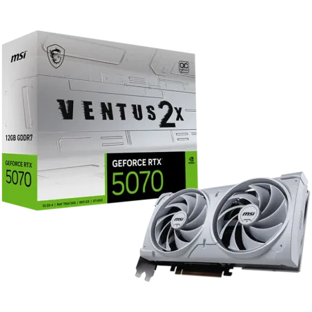 MSI Video Card Nvidia GeForce RTX 5070 12G VENTUS 2X OC WHITE, 12GB GDDR7, 192bit, Effective Memory Clock: 28000MHz, Boost: 2542