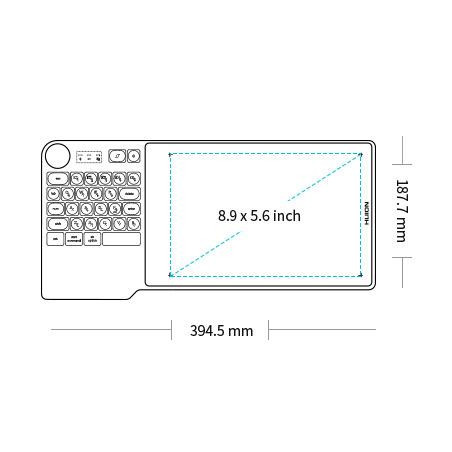 Графичен таблет HUION Inspiroy Keydial KD200, USB-C, Bluetooth, Metal Grey - 6