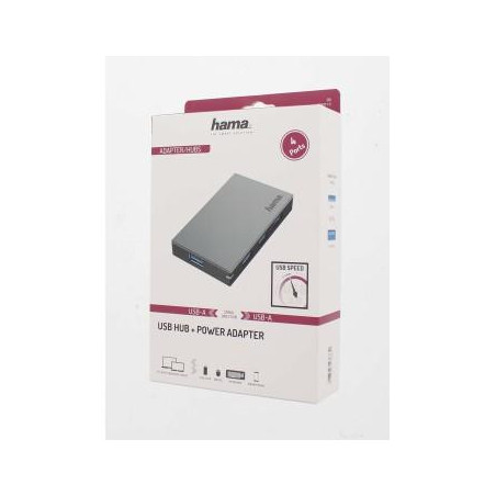 USB hub with power supply HAMA, USB 3.0, 1:4, със захранване - 3