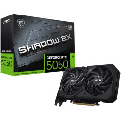MSI Video Card NVIDIA GeForce RTX 5050 8G SHADOW 2X OC, 8GB GDDR6, 128-bit, 2602 MHz Boost, 2560 CUDA Cores, PCIe 5.0 (x8), 3x D