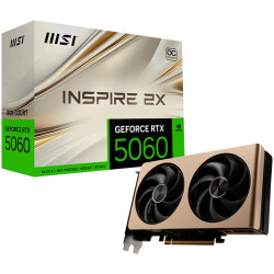 MSI Video Card NVIDIA GeForce RTX 5060 8G INSPIRE 2X OC, 8GB GDDR7, 128-bit, 2535 MHz Boost, 3840 CUDA Cores, PCIe 5.0 (x8), 3x 