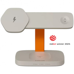CANYON Wireless Charging Station Hexagon 310 3in1 LightGrey/Orange - 1