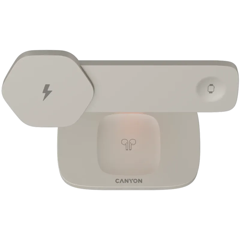 CANYON Wireless Charging Station Hexagon 310 3in1 LightGrey/Orange - 1