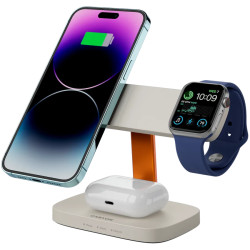CANYON Wireless Charging Station Hexagon 310 3in1 LightGrey/Orange - 6