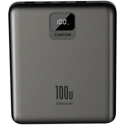 CANYON power bank PB-2008 LED FLAT 20000 mAh PD100W QC3.0 Dark Grey - 1