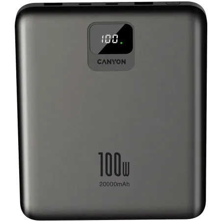 CANYON power bank PB-2008 LED FLAT 20000 mAh PD100W QC3.0 Dark Grey - 1