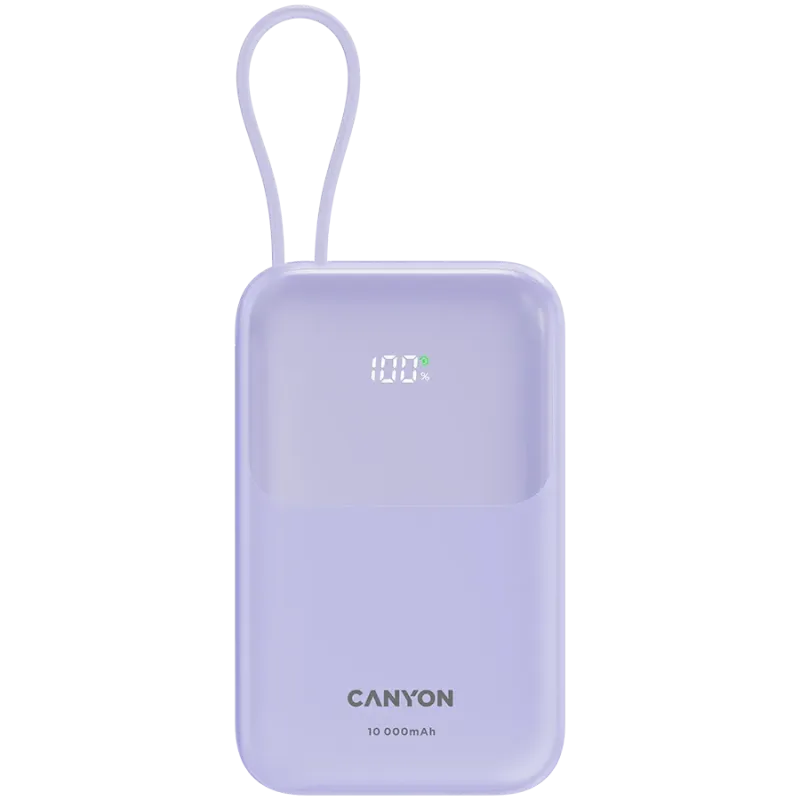 CANYON power bank OnPower 101 built-in cable 10000 mAh PD22.5W Purple - 1