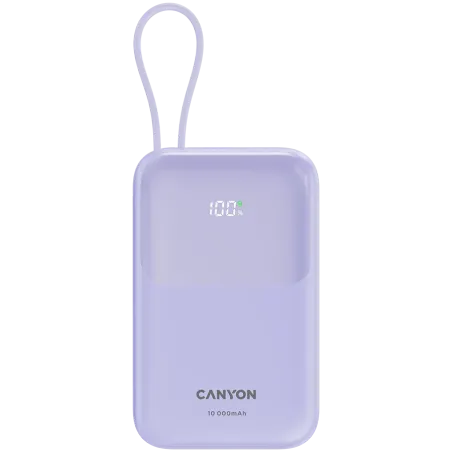 CANYON power bank OnPower 101 built-in cable 10000 mAh PD22.5W Purple - 1