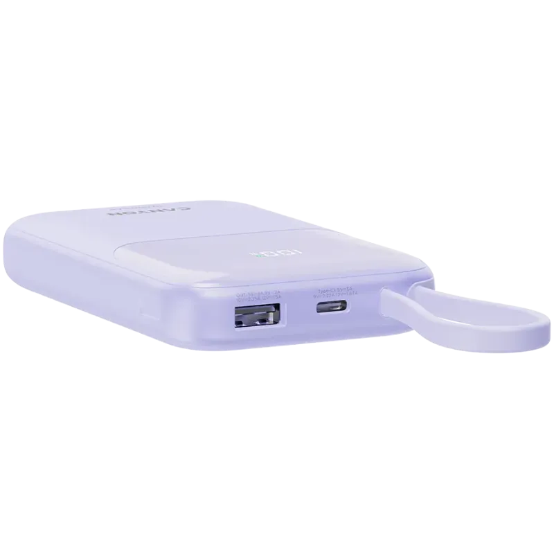 CANYON power bank OnPower 101 built-in cable 10000 mAh PD22.5W Purple - 1