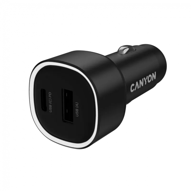 CANYON car charger OnDrive 48 PD 48W USB-A+USB-C Black - 1