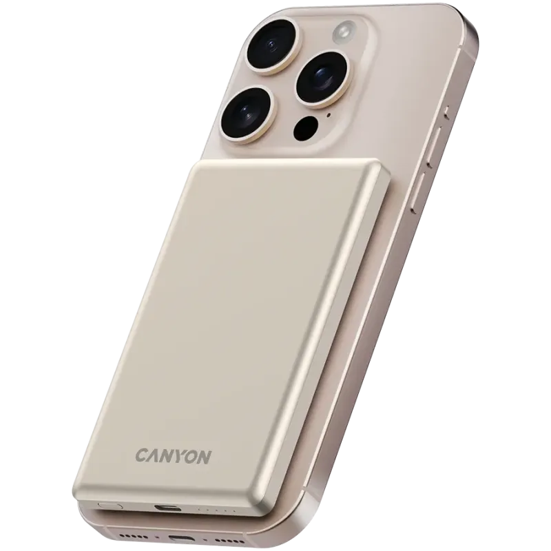 CANYON power bank OnPower 505 slim Magnetic 5000 mAh PD20W Beige - 1