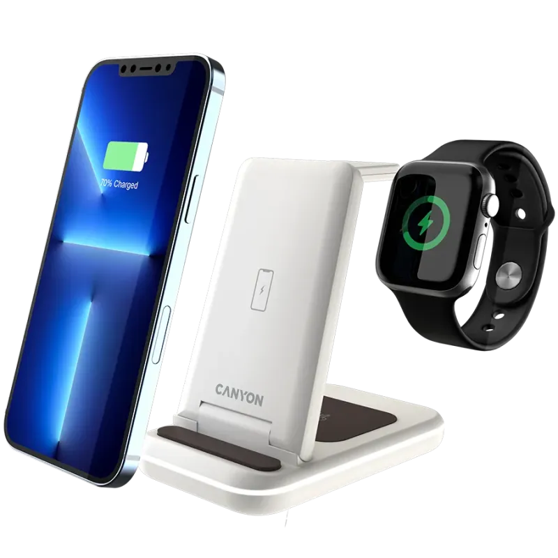 CANYON wireless charger WS-304 15W 3in1 Cosmic Latte - 1