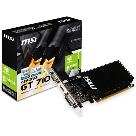 MSI Video Card NVidia GeForce GT 710, 2048MB DDR3, 64-bit, 12.8 GB/s, 1600 Mbps Effective Memory Speed, 954 MHz Clock, PCI Expre