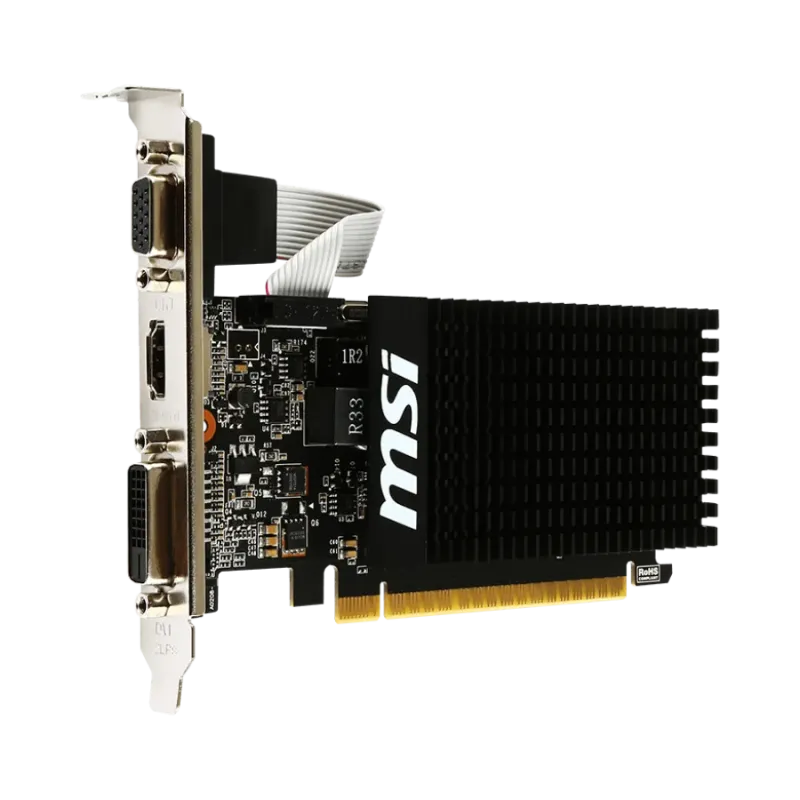 MSI Video Card NVidia GeForce GT 710, 2048MB DDR3, 64-bit, 12.8 GB/s, 1600 Mbps Effective Memory Speed, 954 MHz Clock, PCI Expre
