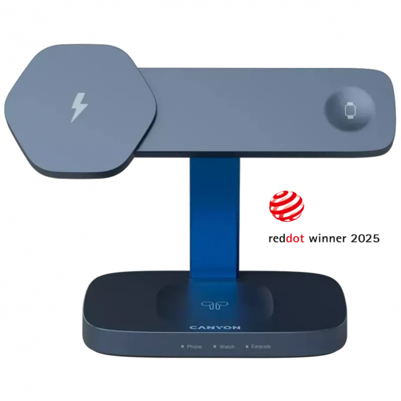 CANYON Wireless Charging Station Hexagon 310 3in1 DarkGrey/Blue - 1