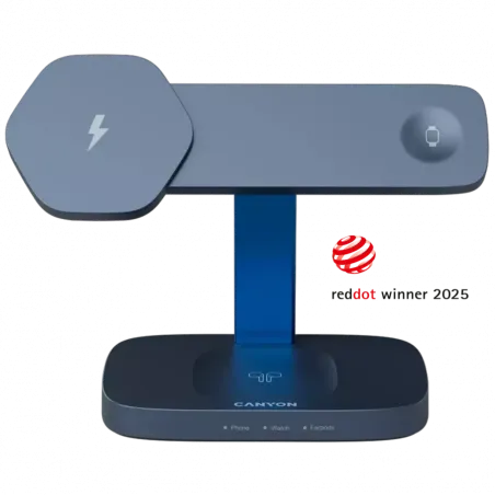 CANYON Wireless Charging Station Hexagon 310 3in1 DarkGrey/Blue - 1
