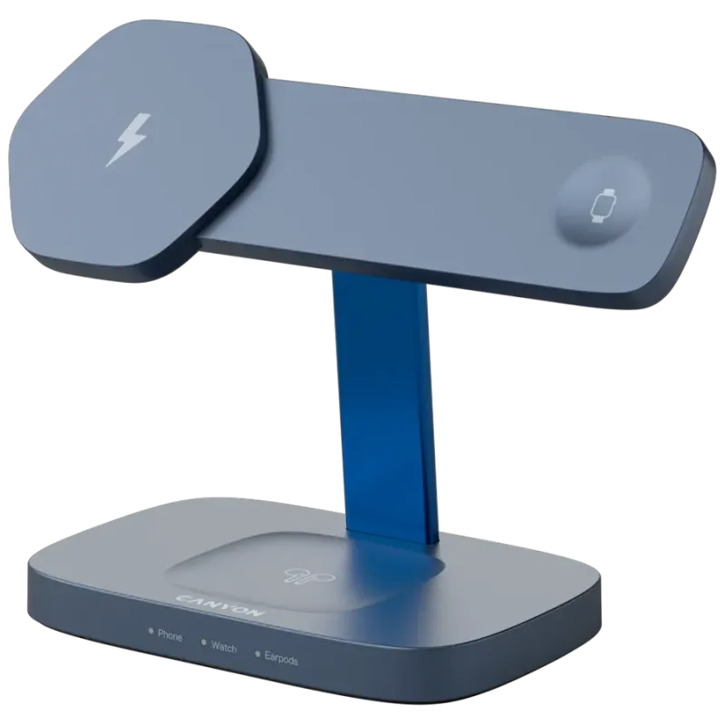 CANYON Wireless Charging Station Hexagon 310 3in1 DarkGrey/Blue - 1