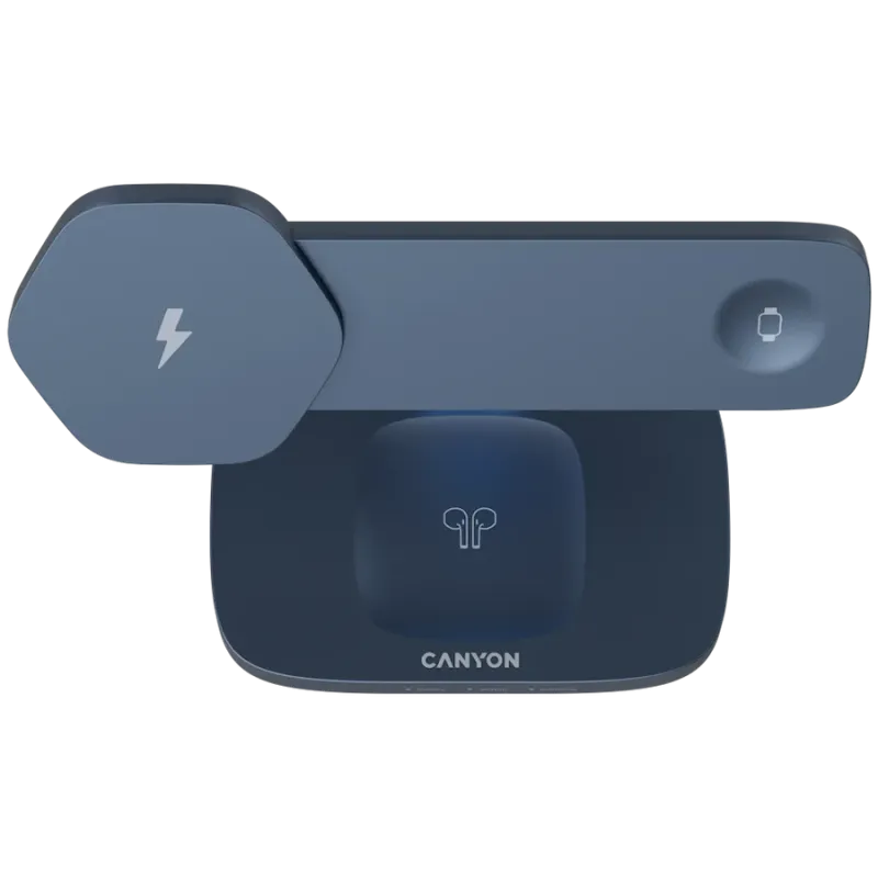CANYON Wireless Charging Station Hexagon 310 3in1 DarkGrey/Blue - 1