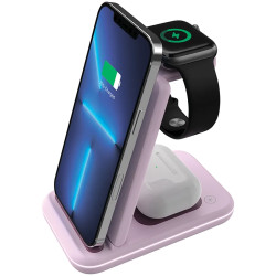 CANYON wireless charger WS-304 15W 3in1 Iced Pink - 1