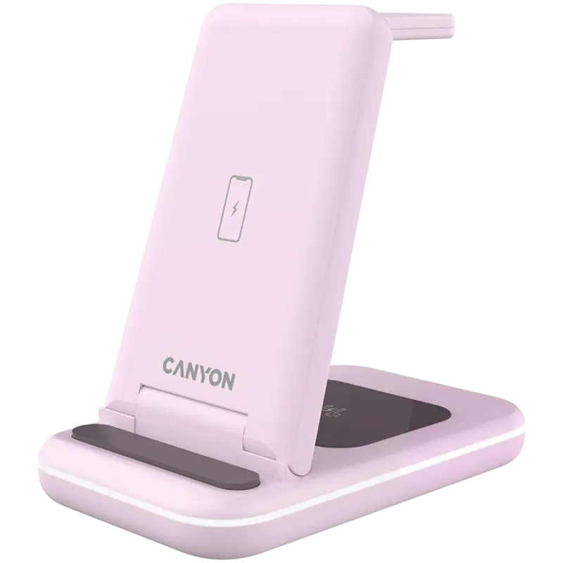 CANYON wireless charger WS-304 15W 3in1 Iced Pink - 1