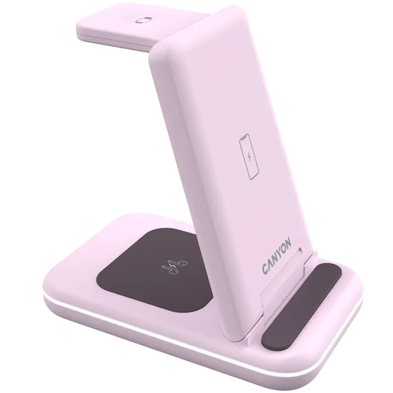 CANYON wireless charger WS-304 15W 3in1 Iced Pink - 1