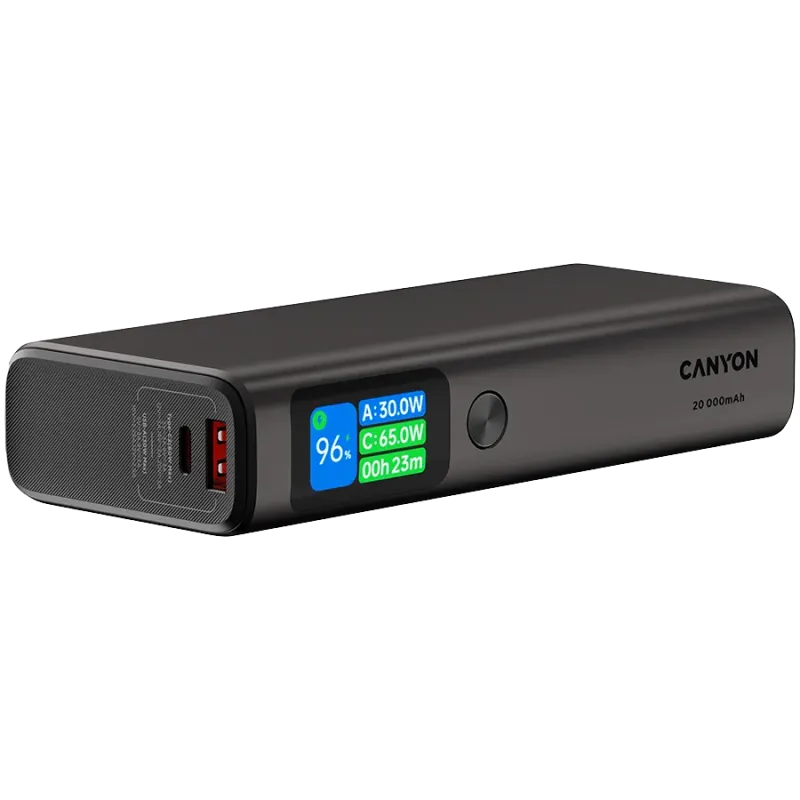 CANYON power bank OnPower 230 TFT 20000 mAh PD130W Dark Grey - 1
