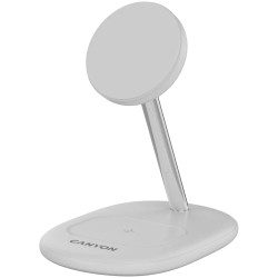 CANYON wireless charger WCS-205 15W Qi2 2in1 White - 1