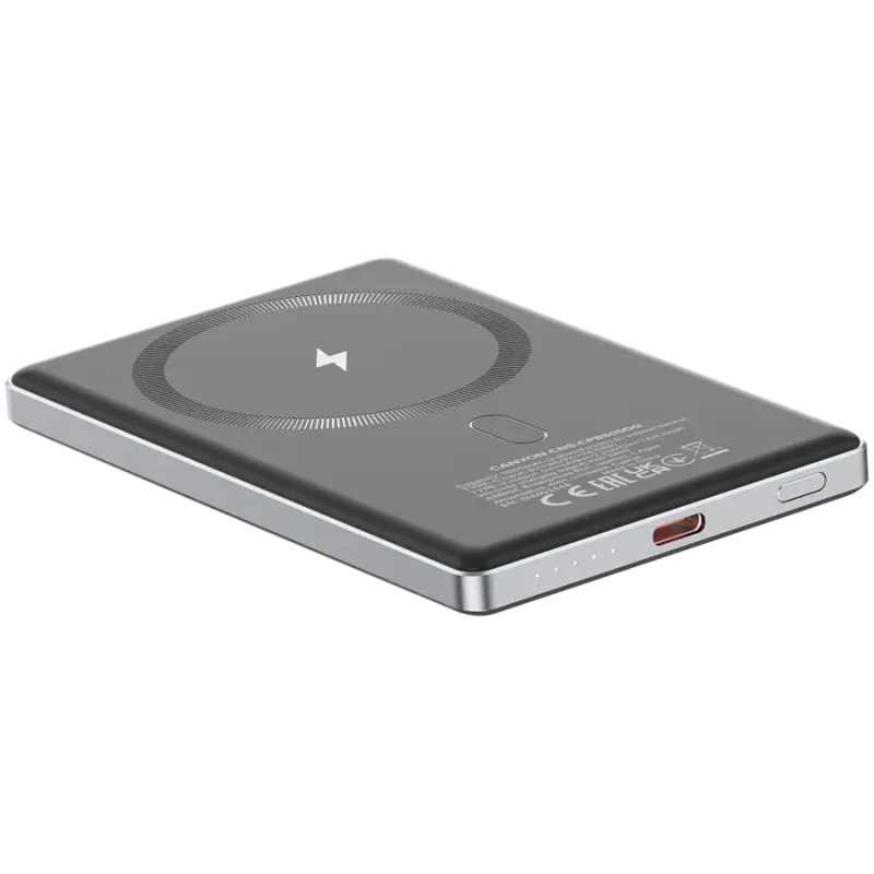 CANYON power bank OnPower 505 slim Magnetic 5000 mAh PD20W Dark Grey - 1