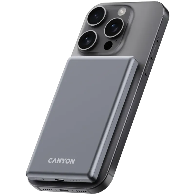 CANYON power bank OnPower 505 slim Magnetic 5000 mAh PD20W Dark Grey - 1
