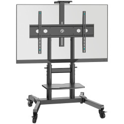 ONKRON Mobile TV Stand Rolling TV Cart for 50"-90" Screens up to 90 kg, Black - 1