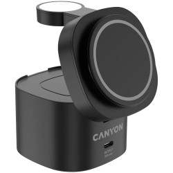Canyon 4 in 1 Wireless Charging Stand, 30W max, Size: 70x70x70.3mm, weight: 414g, with 65W charger and 1M cable, black - 3