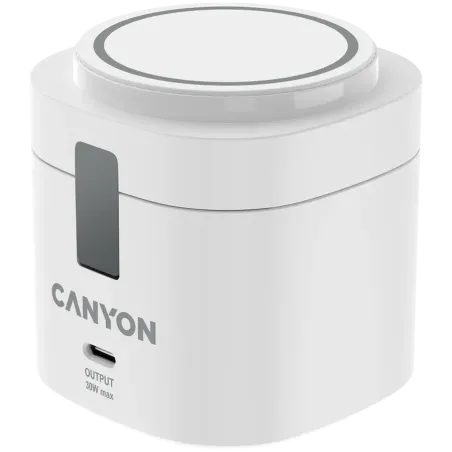 Canyon 4 in 1 Wireless Charging Stand, 30W max, Size: 70x70x70.3mm, weight: 414g, with 65W charger and 1M cable, white - 1