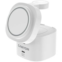 Canyon 4 in 1 Wireless Charging Stand, 30W max, Size: 70x70x70.3mm, weight: 414g, with 65W charger and 1M cable, white - 2