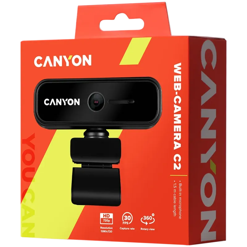CANYON webcam C2 HD 720P Black - 1