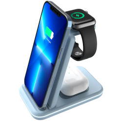 CANYON wireless charger WS-304 15W 3in1 Blue - 1