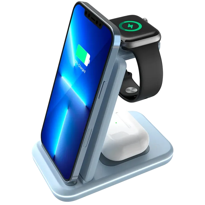 CANYON wireless charger WS-304 15W 3in1 Blue - 1