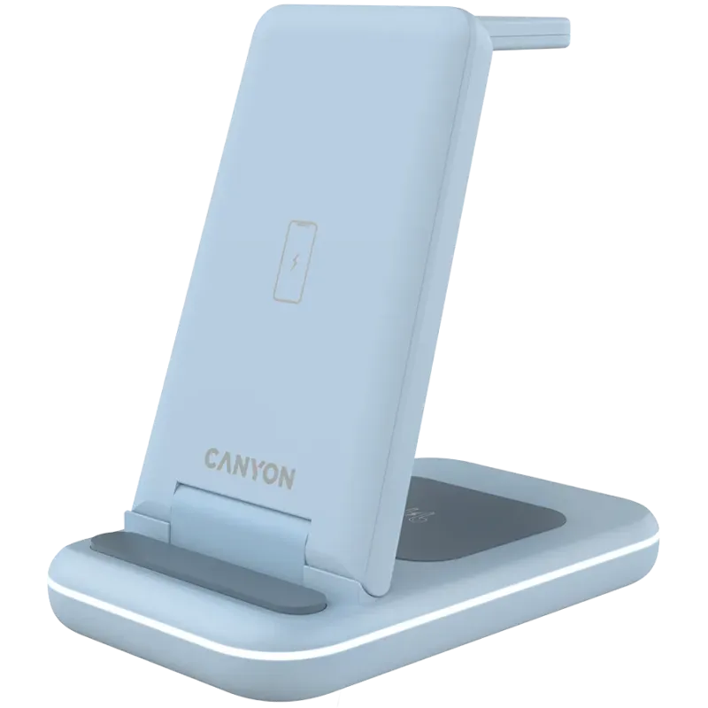 CANYON wireless charger WS-304 15W 3in1 Blue - 1