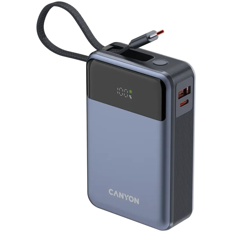 CANYON power bank OnPower 600 built-in cable 20000 mAh PD65W Dark Grey - 1