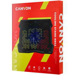 CANYON NS02, Cooling stand single fan with 2x2.0 USB hub, support up to 10”-15.6” laptop, ABS plastic and iron, Fans dimension:1
