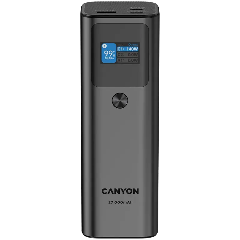 CANYON power bank PB-2010 TFT 27000 mAh 97.2Wh PD140W QC 3.0 Dark Grey - 1