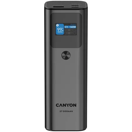 CANYON power bank PB-2010 TFT 27000 mAh 97.2Wh PD140W QC 3.0 Dark Grey - 1