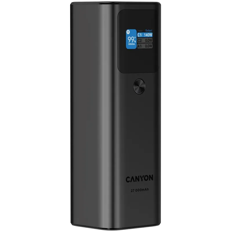 CANYON power bank PB-2010 TFT 27000 mAh 97.2Wh PD140W QC 3.0 Dark Grey - 1