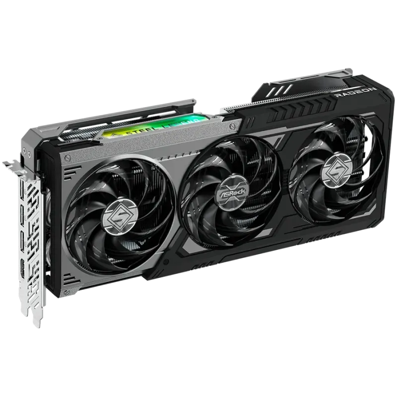 ASROCK Video Card AMD Radeon RX 9070 XT Steel Legend Dark 16GB GDDR6 256-bit HDMI 3x DP - 1