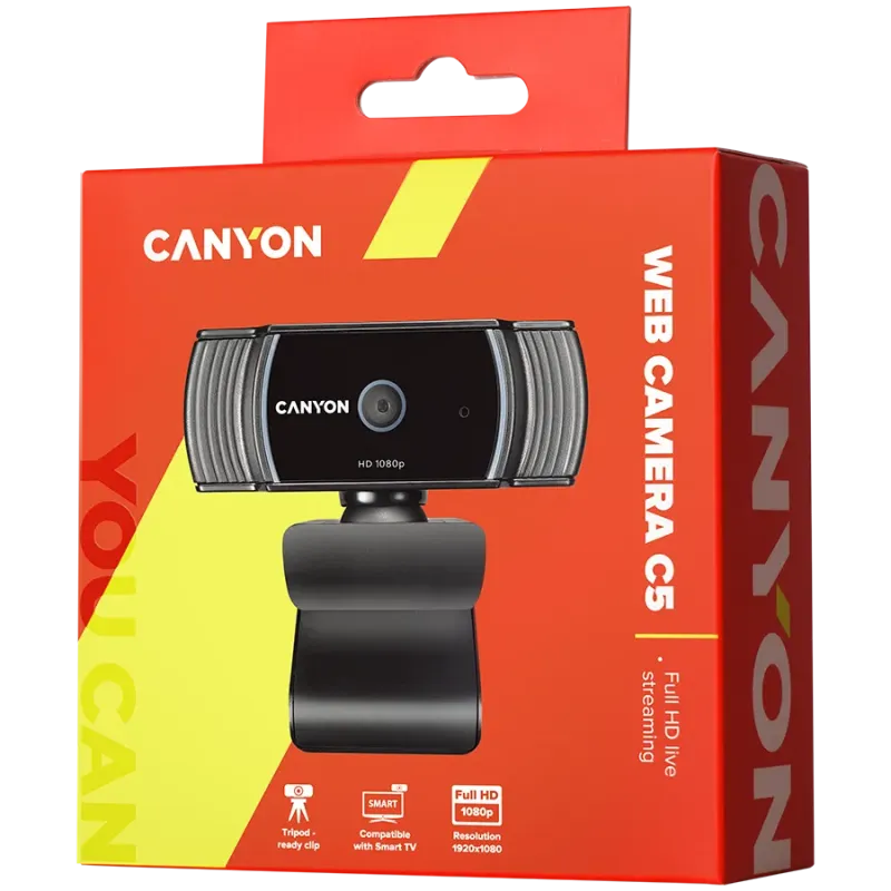 CANYON webcam C5 Full HD 1080p Auto Focus Black - 1