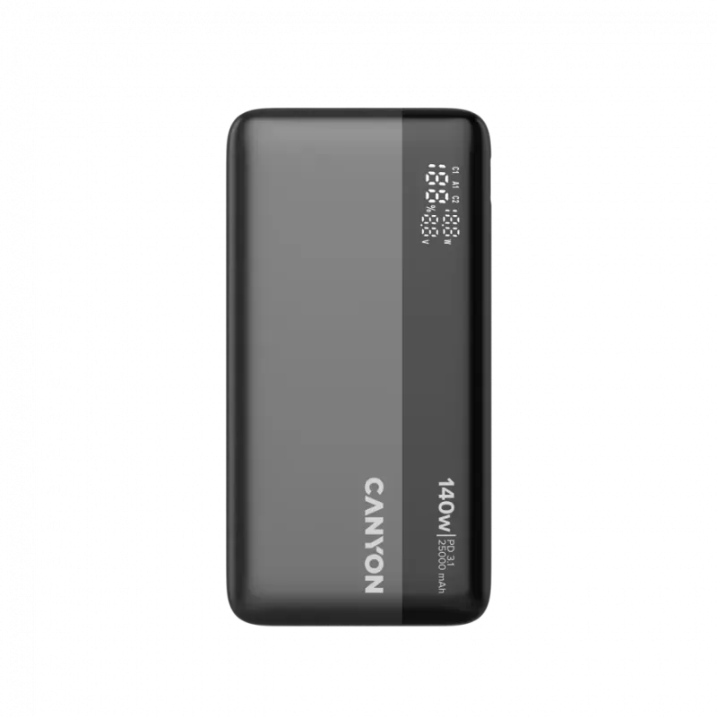 CANYON Power Bank PB-240, 25000mAh PD140W display power bank,Size160.0x82x27 mm Weight 508+-10g, Dark Grey - 1