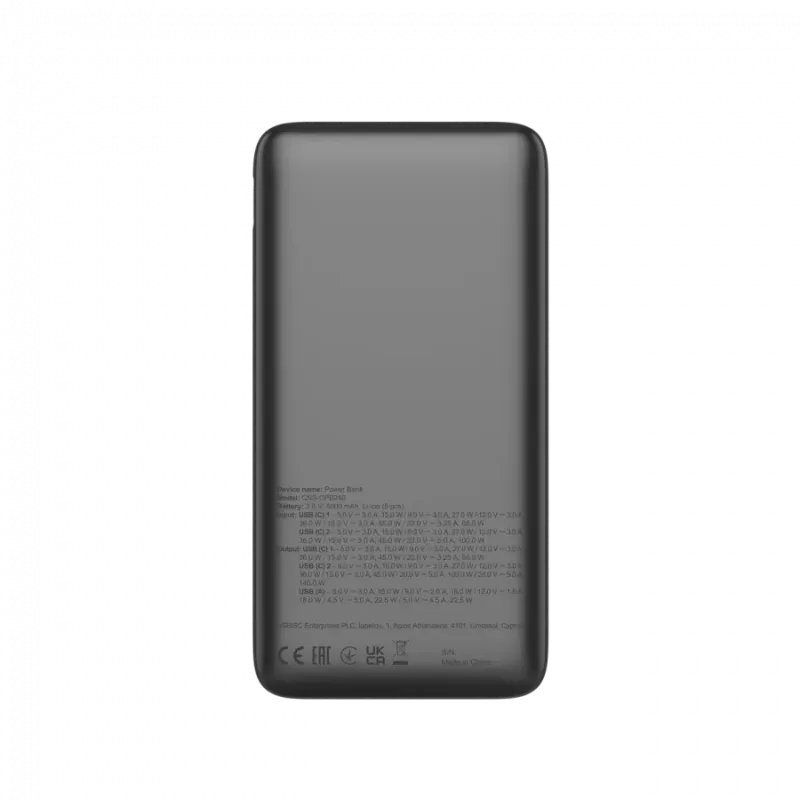 CANYON Power Bank PB-240, 25000mAh PD140W display power bank,Size160.0x82x27 mm Weight 508+-10g, Dark Grey - 1