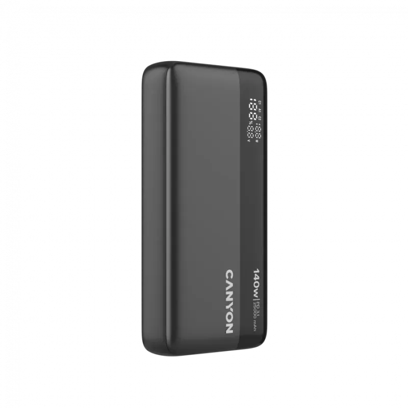 CANYON Power Bank PB-240, 25000mAh PD140W display power bank,Size160.0x82x27 mm Weight 508+-10g, Dark Grey - 1