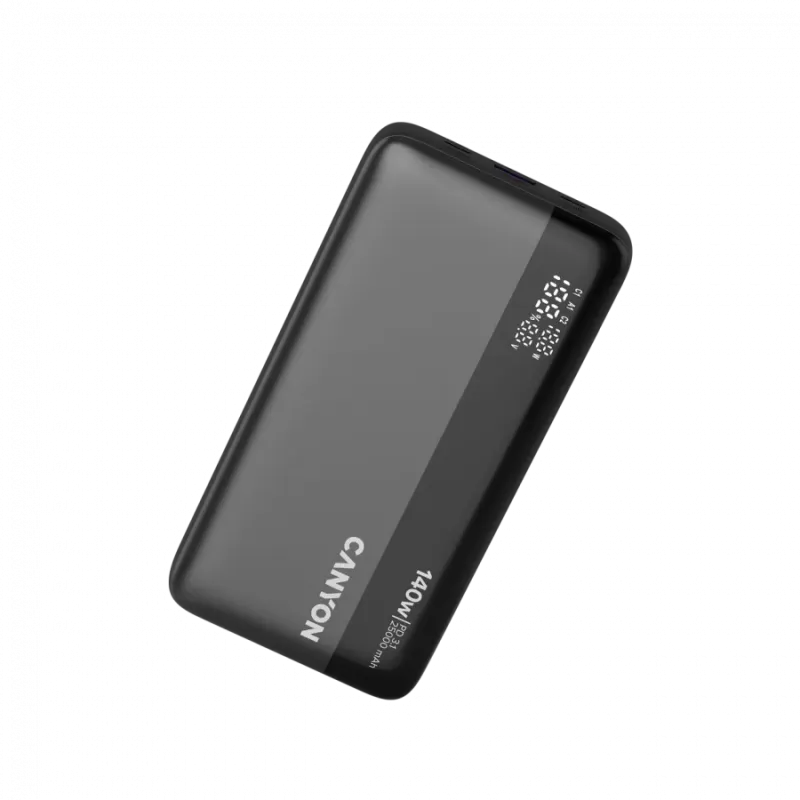 CANYON Power Bank PB-240, 25000mAh PD140W display power bank,Size160.0x82x27 mm Weight 508+-10g, Dark Grey - 1