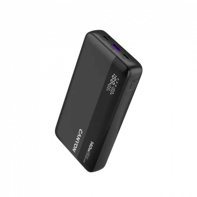 CANYON Power Bank PB-240, 25000mAh PD140W display power bank,Size160.0x82x27 mm Weight 508+-10g, Dark Grey - 1