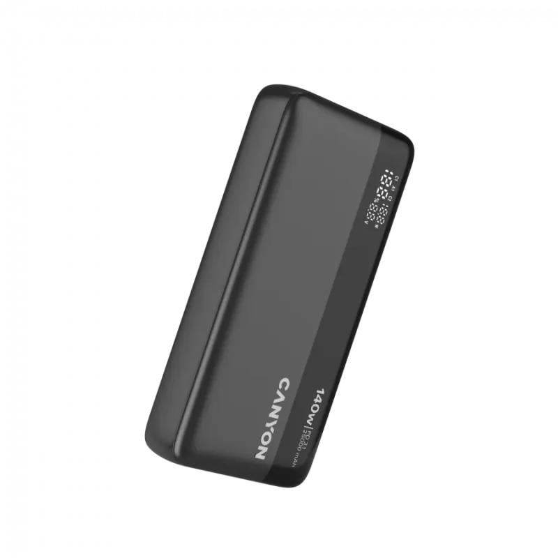 CANYON Power Bank PB-240, 25000mAh PD140W display power bank,Size160.0x82x27 mm Weight 508+-10g, Dark Grey - 1